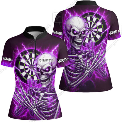 Custom Darts Team Women Jersey Shirt, Dartboard Electric Skeleton Darts Jersey Women Jersey Shirt, Custom Darts Uniforms Jersey