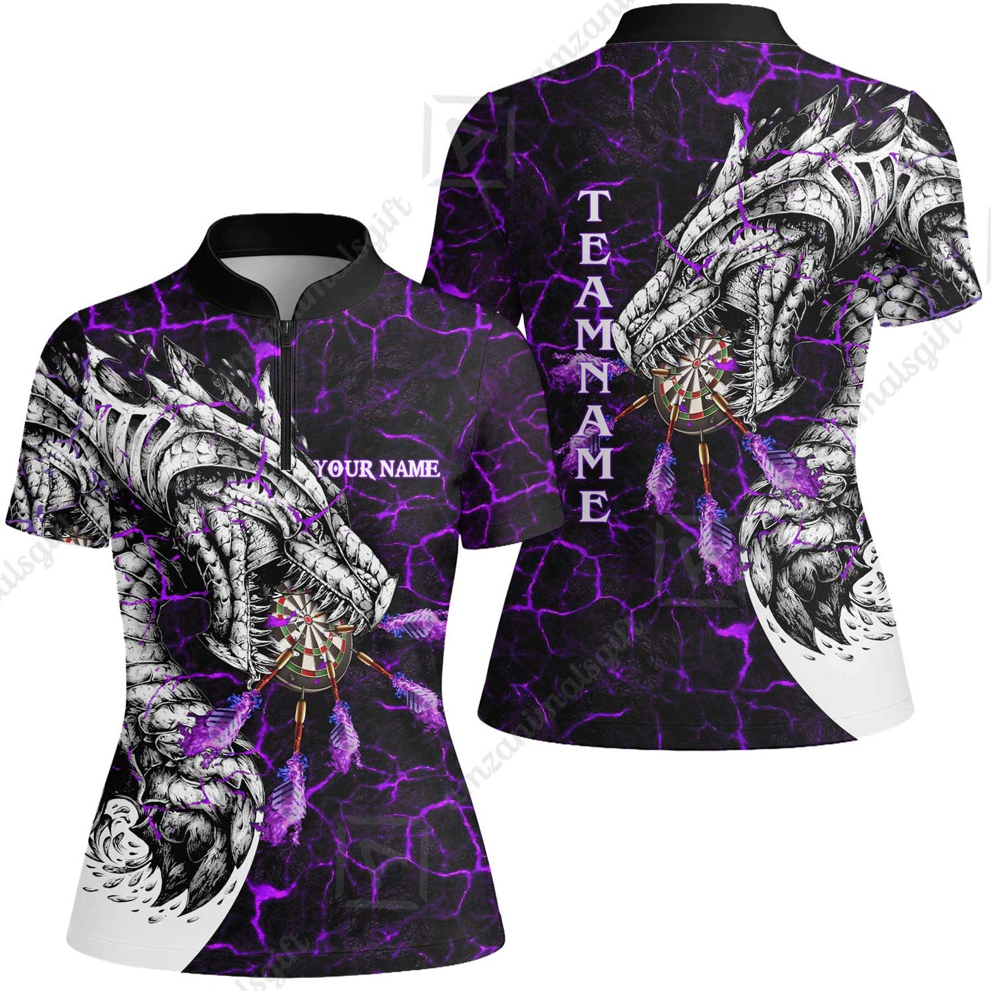 Customized Darts Team Women Jersey Shirt, Darts And Dragon With Magma Personalized Women Jersey Shirt For Darts Players
