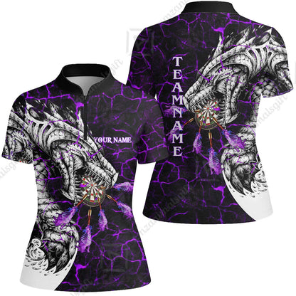 Customized Darts Team Women Jersey Shirt, Darts And Dragon With Magma Personalized Women Jersey Shirt For Darts Players