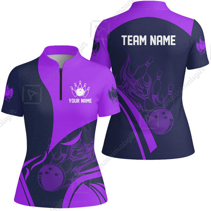 Customized Bowling Women Jersey Shirt, Flame Bowling Multicolor Custom Team Uniform Women Jersey Shirt, Jersey for Bowlers
