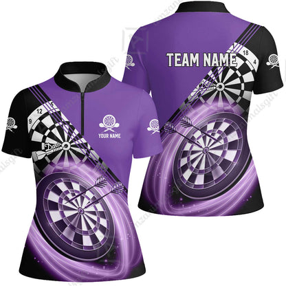 Custom Tailored Darts Team Jersey Polo Quarter-Zip Shirts, Customized Name Team Name Darts Team Jerseys Uniform