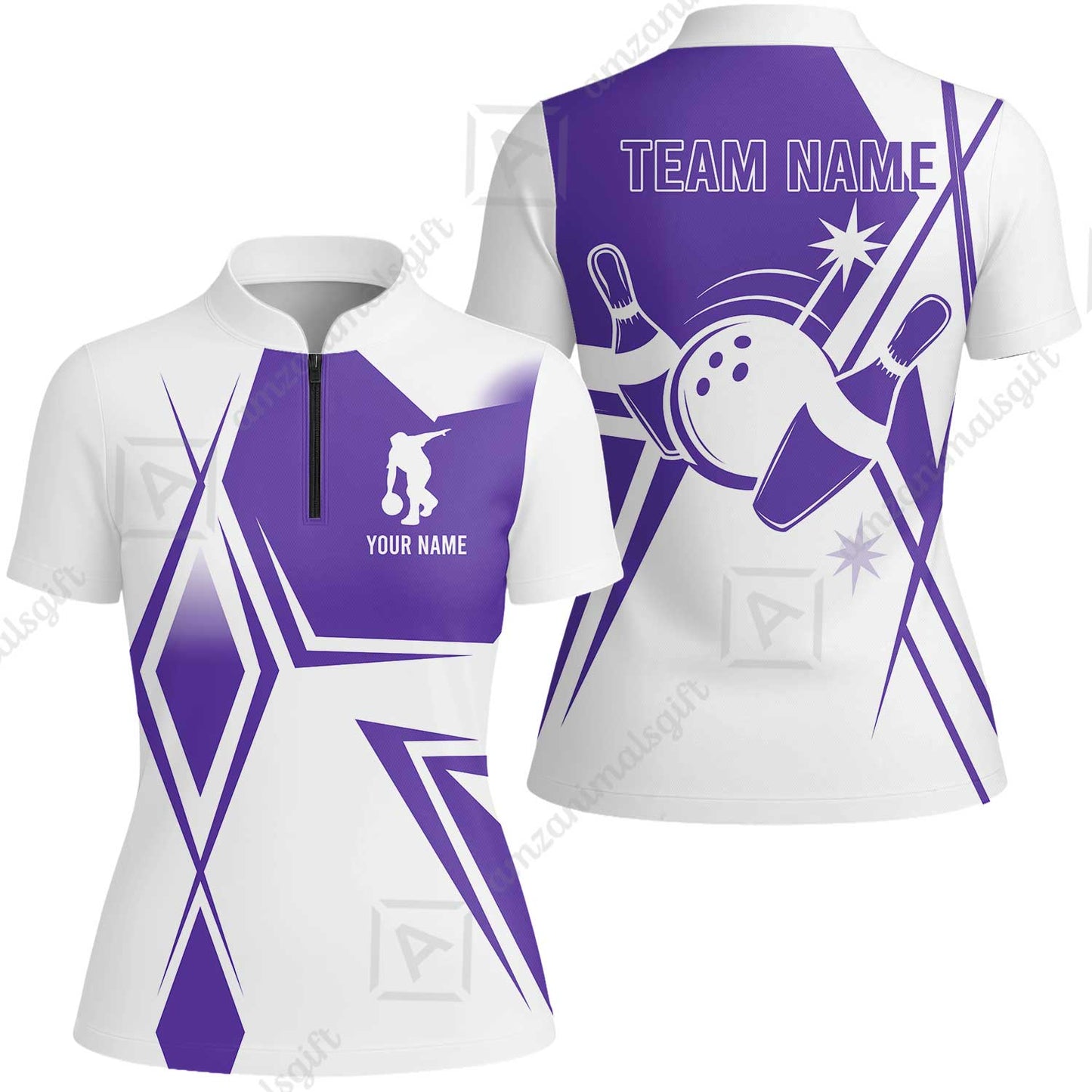 Custom Bowling Team Jersey,  Custom Name And Team Name Bowling Jersey Multicolor Polo Quarter-Zip Shirts, Custom Bowling Uniforms Jerseys