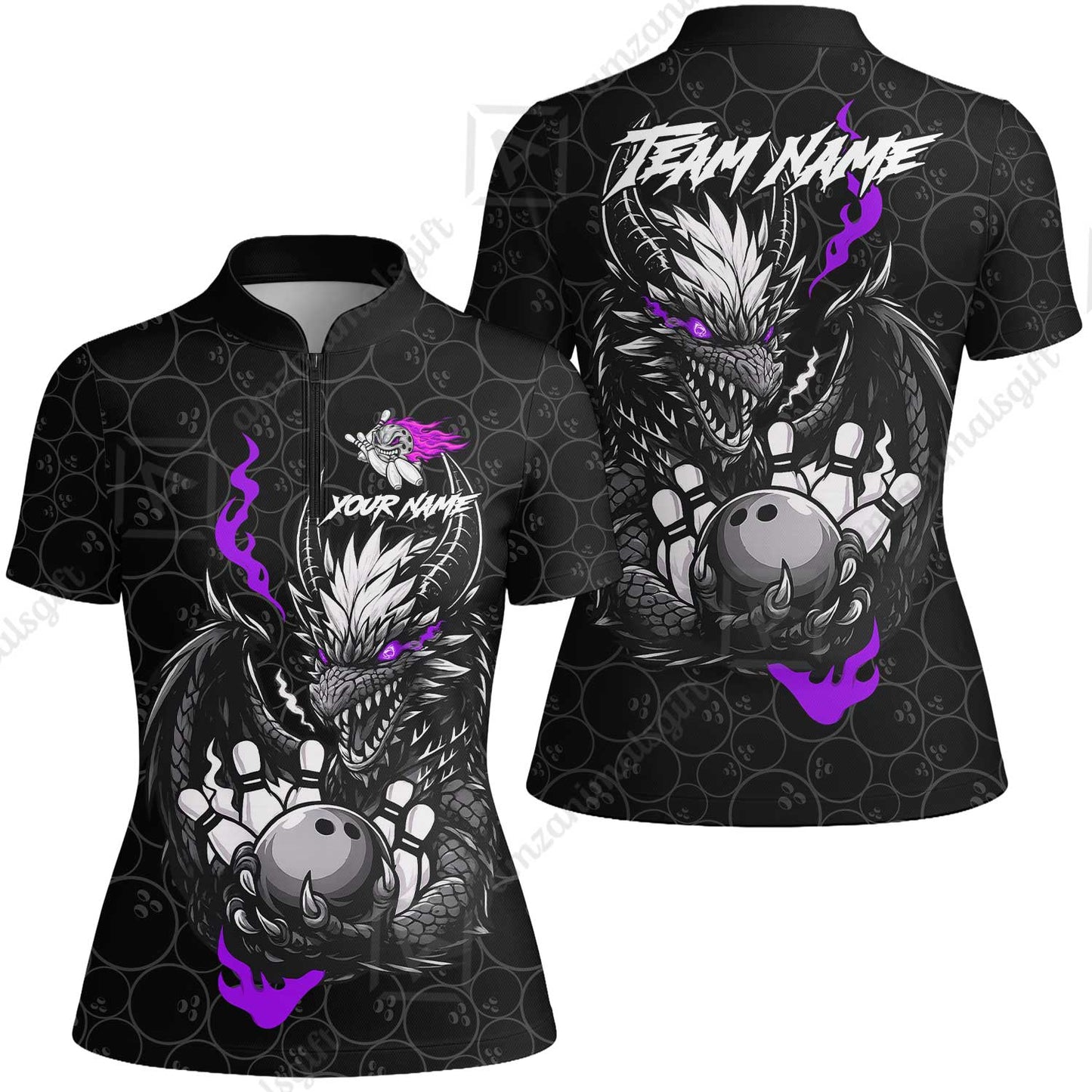 Custom Badass Dragon Bowling Jersey Polo Shirt, Custom Badass Dragon Bowling Team Shirt For Players With Name & Team Name