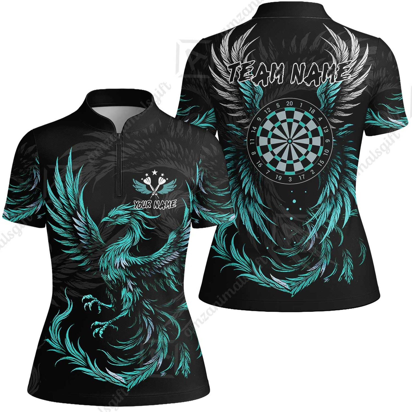 Custom Darts Team Women Jersey Shirt, Phoenix Dartboard Wings Darts Jersey Women Jersey Shirt, Custom Name And Team Name Darts Uniforms Jersey