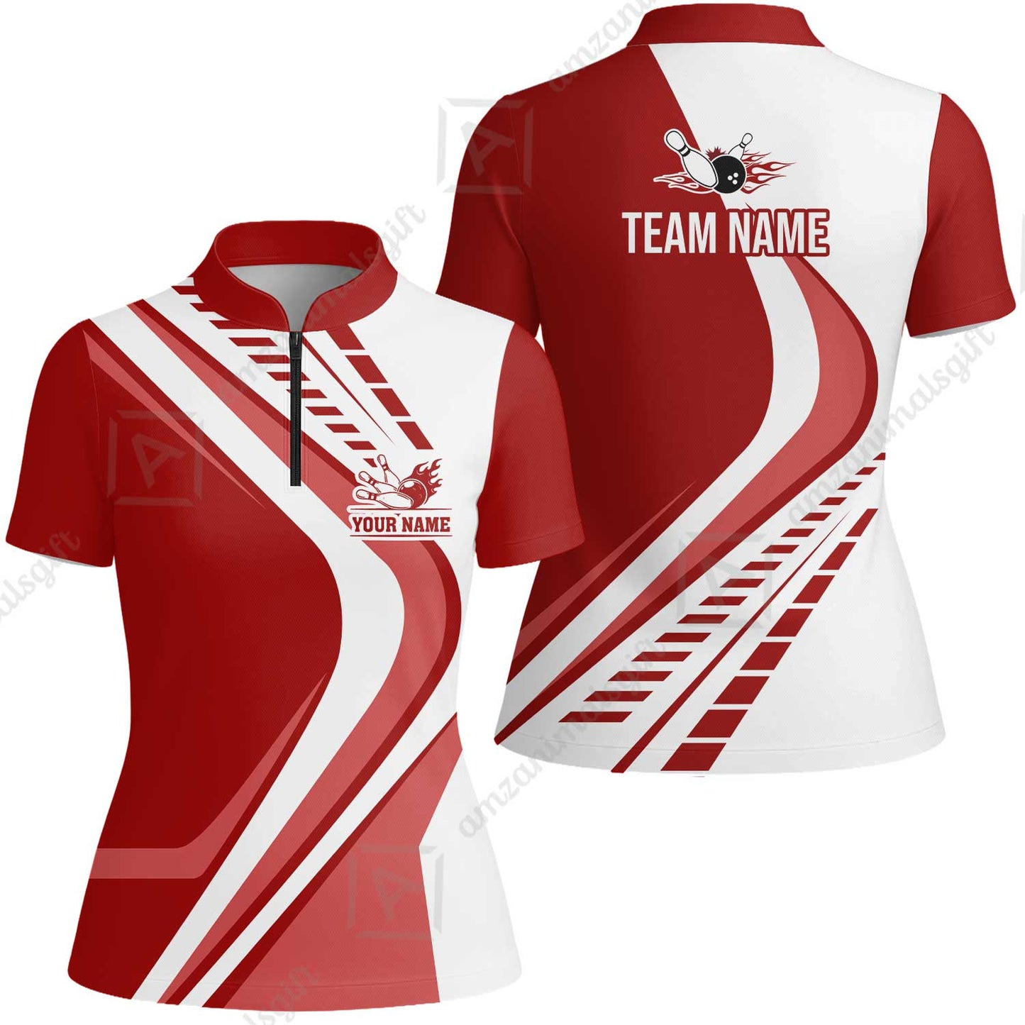 Customize Your Name, Team Name Bowling Jersey, Bowling Team Jersey Multicolor Polo Quarter-Zip Shirts, Custom Bowling Uniforms Jerseys