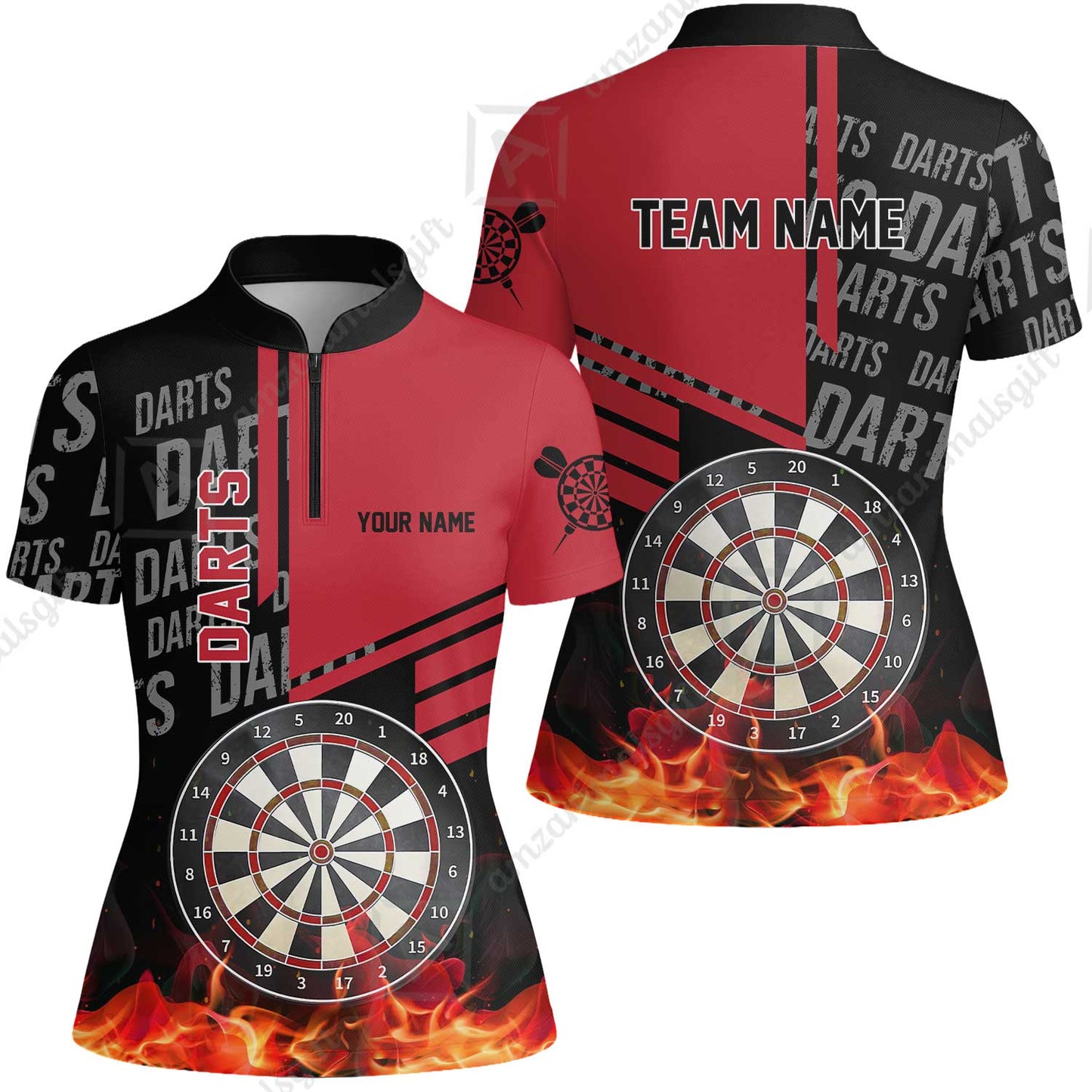 Custom Fire Darts Men Polo Team Shirts, Custom Darts League Team Jersey Polo , Custom Darts Team Jerseys Uniform