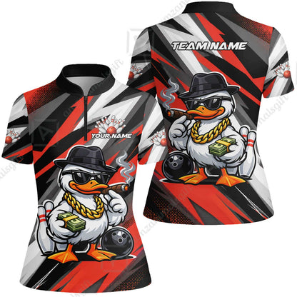 Custom Bowling Jersey Polo Shirt, Boss Hustle Duck Gangster Style, Custom Bowling Jersey Team Shirt For Players With Name and Team Name
