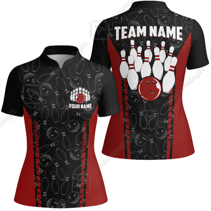 Custom Bowling Unisex Polo Shirts, Bowling Team Jersey Pattern, Bowling uniforms Ball & Pins Multicolor Options