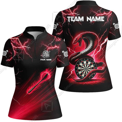 Customized Darts Women Jersey Shirt, Darts Thunder Lightning Cobra Snake Multicolor Women Jersey For Darts Player