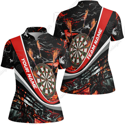 Customized Darts Women Jersey Shirt, Darts Flaming Magma Multicolor Women Jersey Shirt Custom Team Jersey For Darts Player