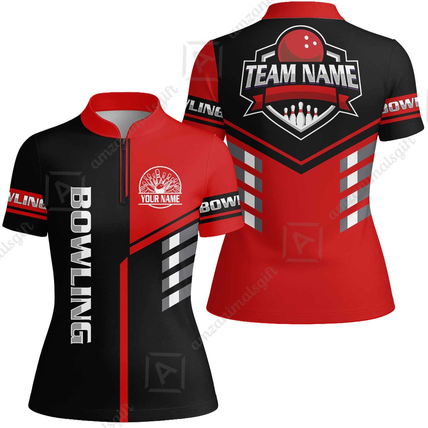 Custom Bowling Team Shirt – Modern Split Design Multicolor Option Personalized Jersey Bowling Uniform For League Players