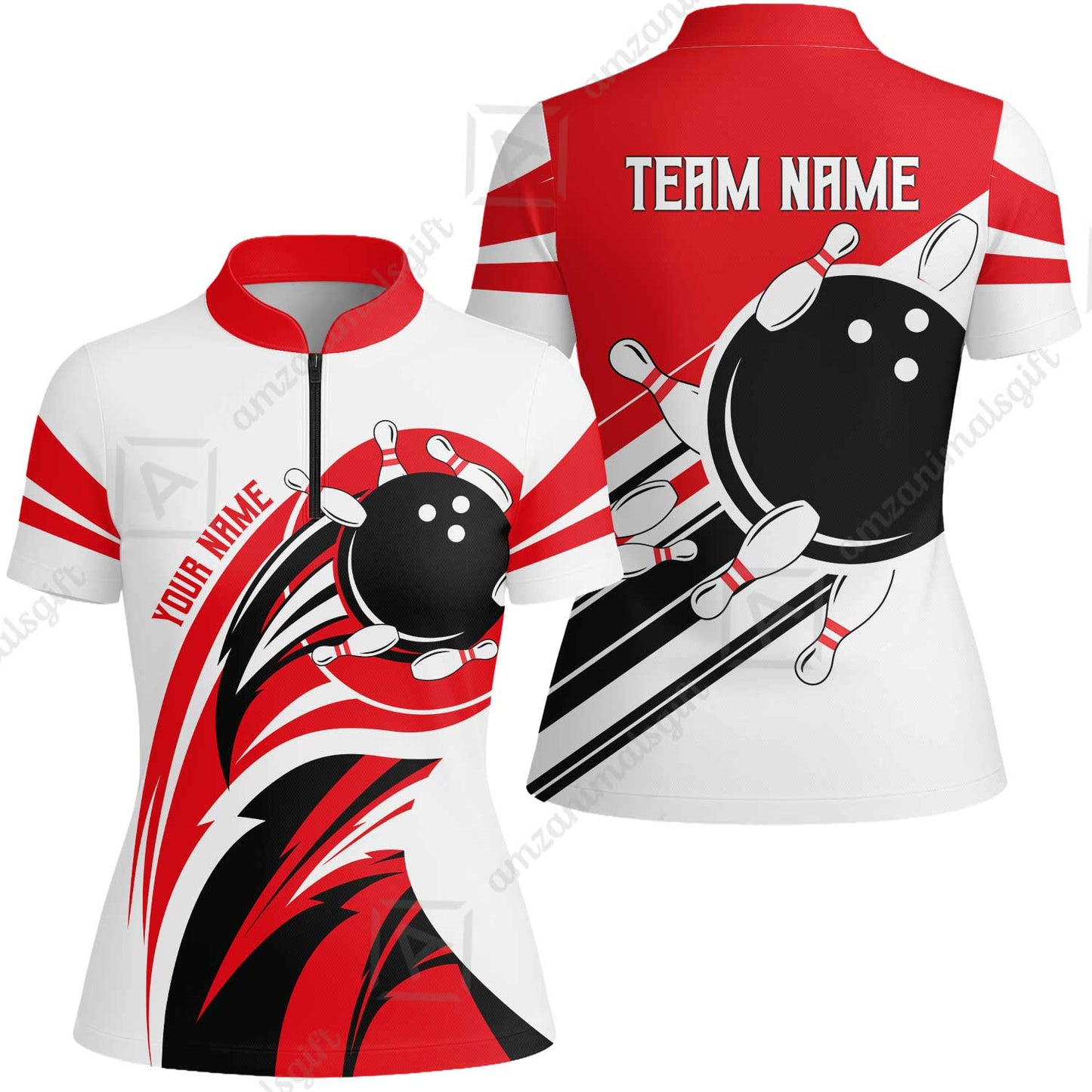 Custom Bowling Team Jersey, Bowling Player Jersey Multicolor Polo Quarter-Zip Shirts, Custom Bowling Uniforms Jerseys