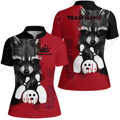 Custom Bowling Jersey Polo Shirt, Raccoon Bowling, Custom Bowling Jersey Team Shirt For Players With Name & Team Name