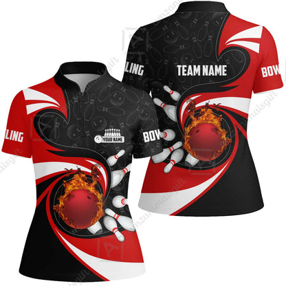 Customized Bowling Jersey Shirt, Bowling Ball And Pins Vortex Pattern Multicolor Customized Name And Team Name For Bowling Team