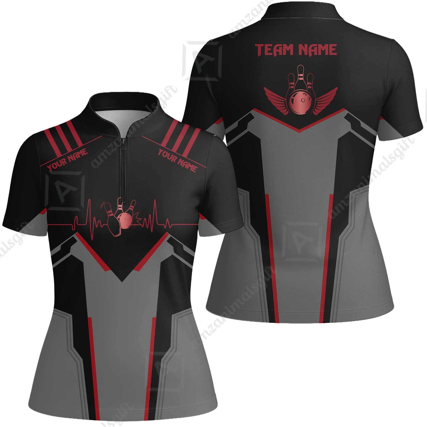 Personalized Polo Bowling Shirt Heartbeat And Esports Pattern Team Jersey Shirt For Men Women Bowlers