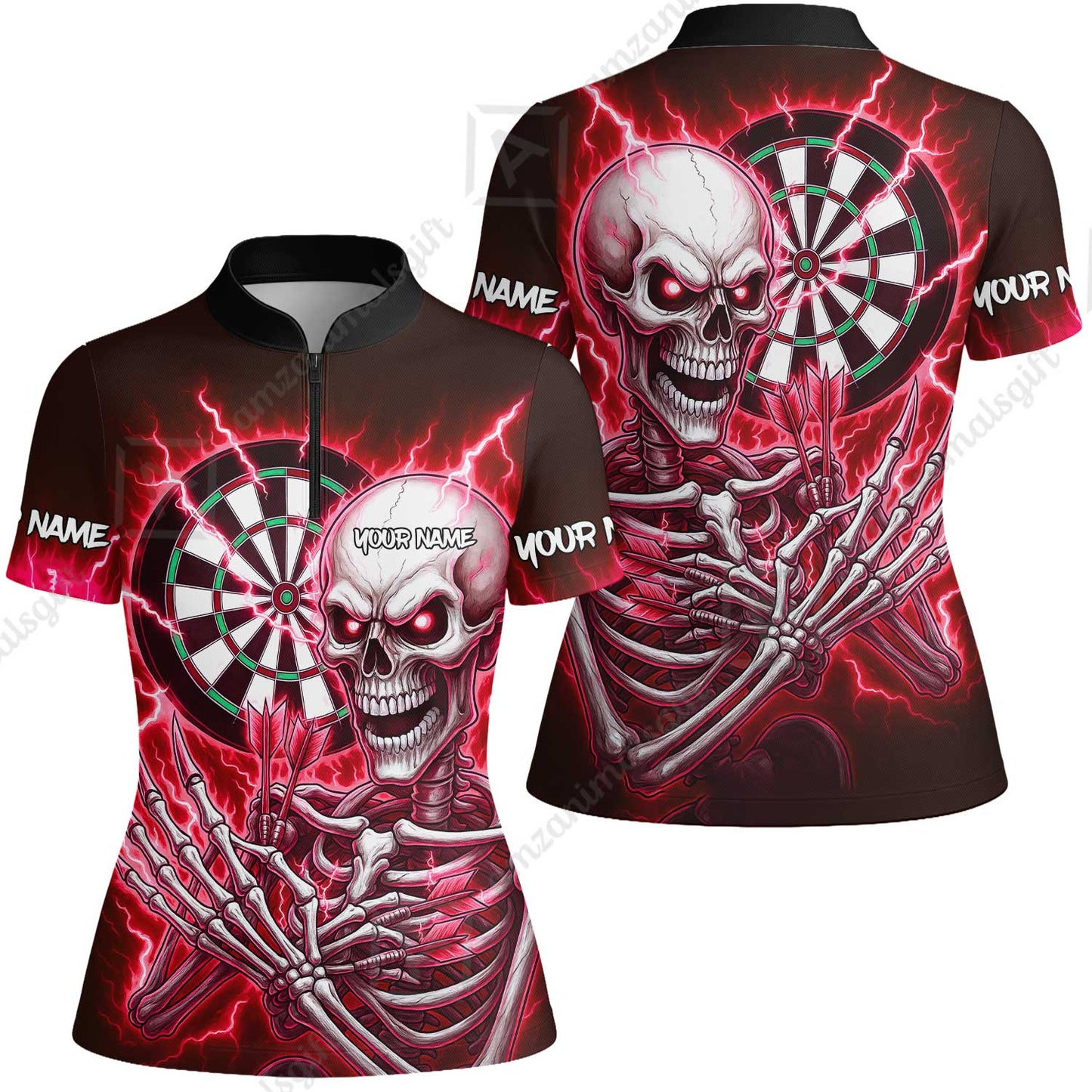 Custom Darts Team Women Jersey Shirt, Dartboard Electric Skeleton Darts Jersey Women Jersey Shirt, Custom Darts Uniforms Jersey
