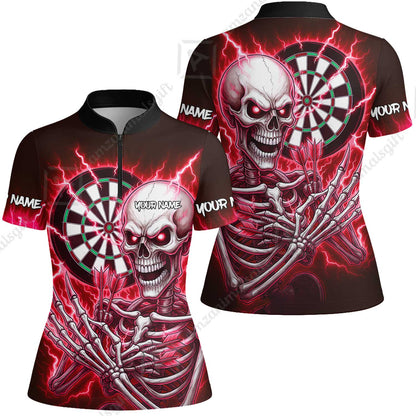 Custom Darts Team Women Jersey Shirt, Dartboard Electric Skeleton Darts Jersey Women Jersey Shirt, Custom Darts Uniforms Jersey