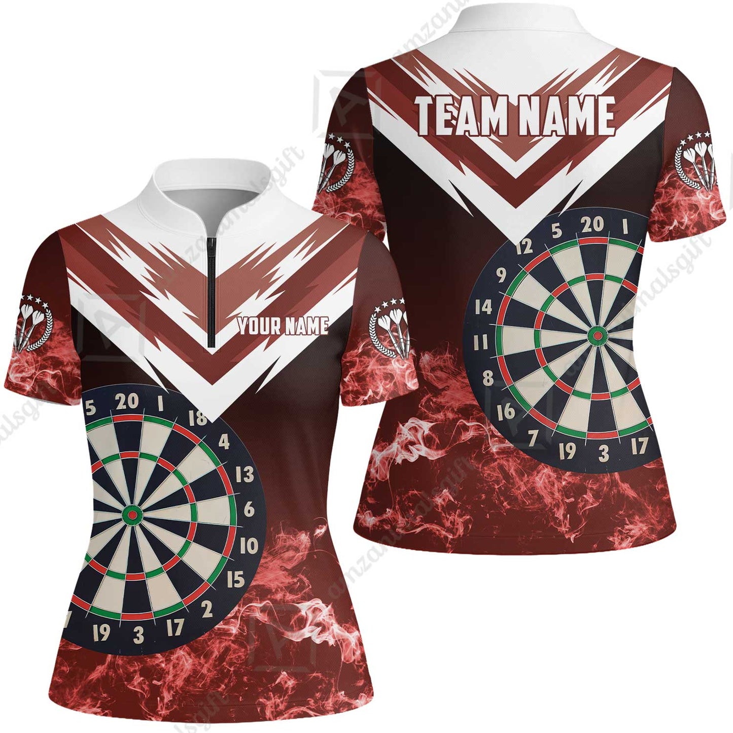 Custom Smoke Multi-Color Darts Quarter-Zip Team Shirts, Customized Name Team Name Darts Team Jerseys Uniform
