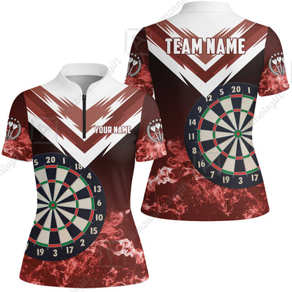 Custom Smoke Multi-Color Darts Quarter-Zip Team Shirts, Customized Name Team Name Darts Team Jerseys Uniform