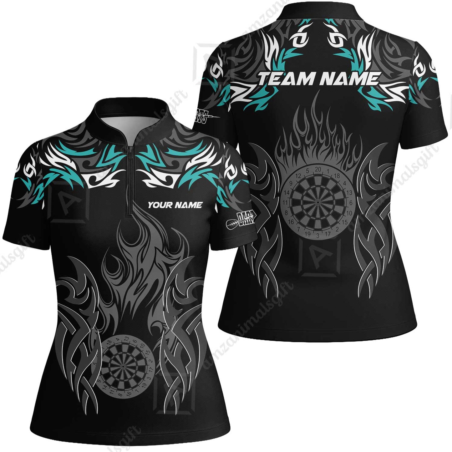 Customized Darts Women Jersey Shirt, Dartboard Fire Flame Darts Women Jersey Shirt Multicolor Team Style, Jersey for Darts Players