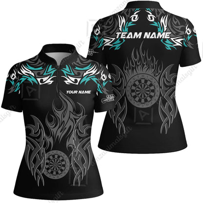 Customized Darts Women Jersey Shirt, Dartboard Fire Flame Darts Women Jersey Shirt Multicolor Team Style, Jersey for Darts Players