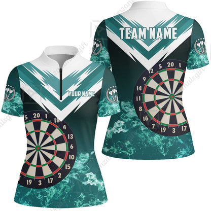 Custom Smoke Multi-Color Darts Quarter-Zip Team Shirts, Customized Name Team Name Darts Team Jerseys Uniform