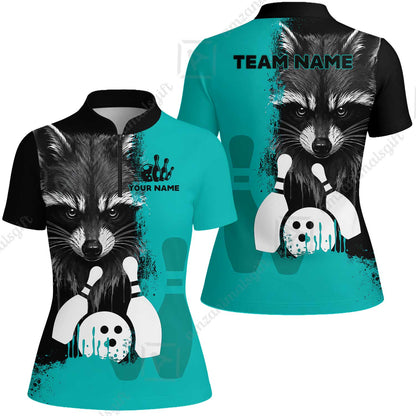 Custom Bowling Jersey Polo Shirt, Raccoon Bowling, Custom Bowling Jersey Team Shirt For Players With Name & Team Name