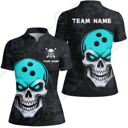 Custom Bowling Team Uniform Jersey Skull Bowling Shirt with Gothic Style, Bowling uniforms, Personalized Name And Team Name