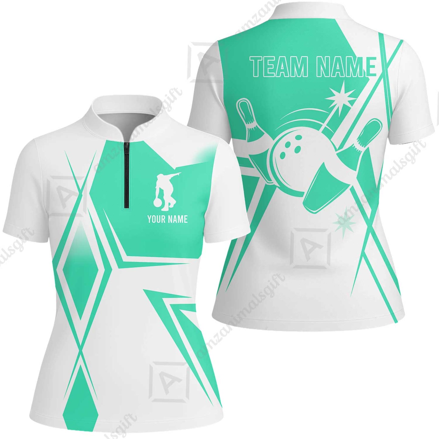 Custom Bowling Team Jersey, Bowling Player Jersey Multicolor Polo Quarter-Zip Shirts, Custom Bowling Uniforms Jerseys, Custom Name And Team Name