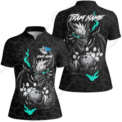 Custom Badass Dragon Bowling Jersey Polo Shirt, Custom Badass Dragon Bowling Team Shirt For Players With Name & Team Name