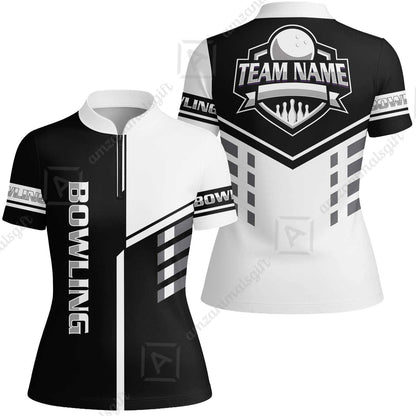 Custom Bowling Team Shirt – Modern Split Design Multicolor Option Personalized Jersey Bowling Uniform For League Players