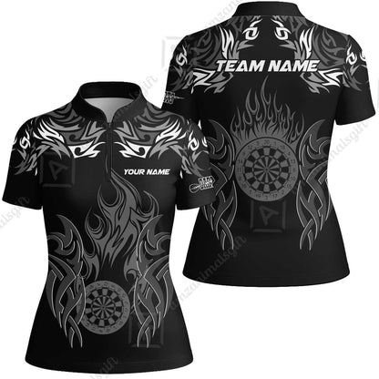 Customized Darts Women Jersey Shirt, Dartboard Fire Flame Darts Women Jersey Shirt Multicolor Team Style, Jersey for Darts Players