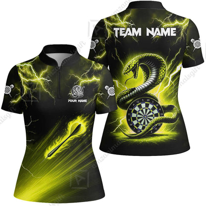 Customized Darts Women Jersey Shirt, Darts Thunder Lightning Cobra Snake Multicolor Women Jersey For Darts Player