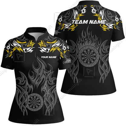 Customized Darts Women Jersey Shirt, Dartboard Fire Flame Darts Women Jersey Shirt Multicolor Team Style, Jersey for Darts Players