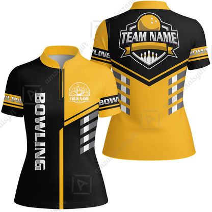 Custom Bowling Team Shirt – Modern Split Design Multicolor Option Personalized Jersey Bowling Uniform For League Players