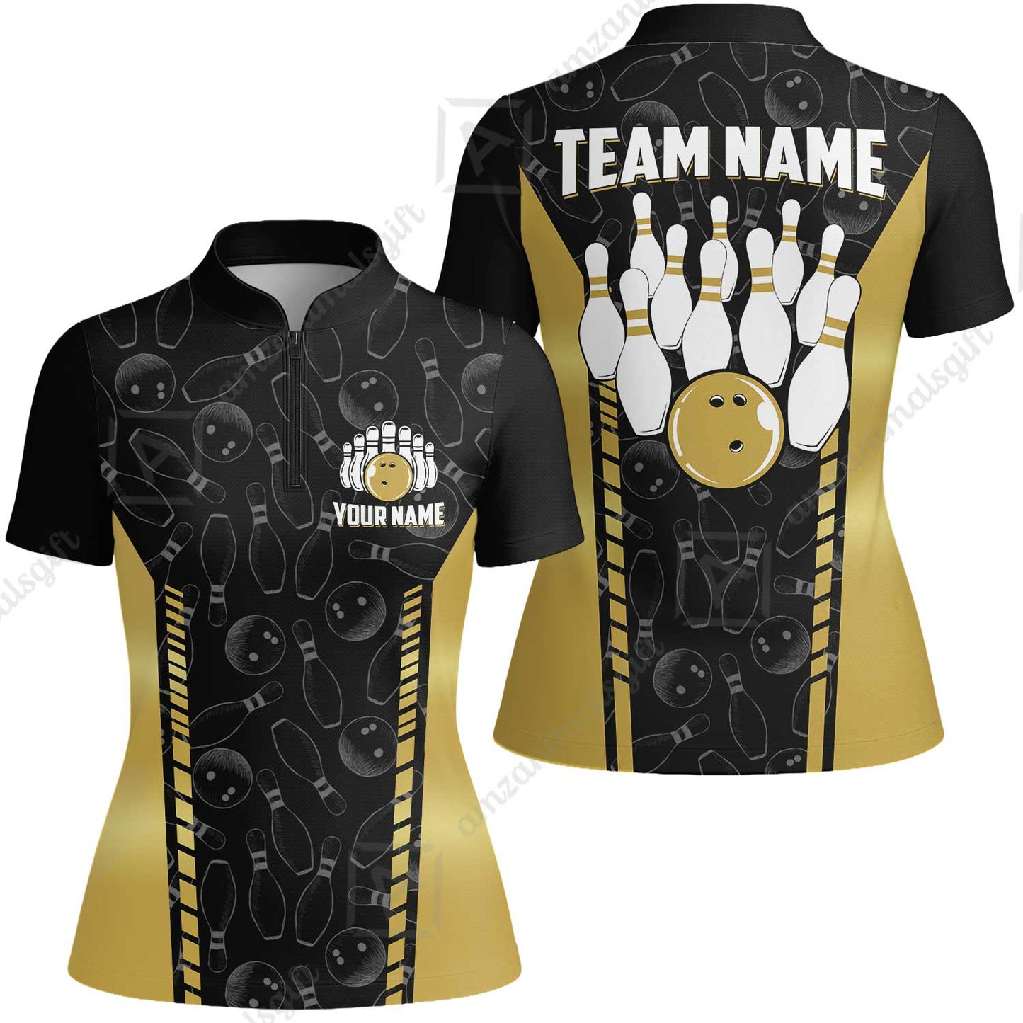 Custom Bowling Unisex Polo Shirts, Bowling Team Jersey Pattern, Bowling uniforms Ball & Pins Multicolor Options
