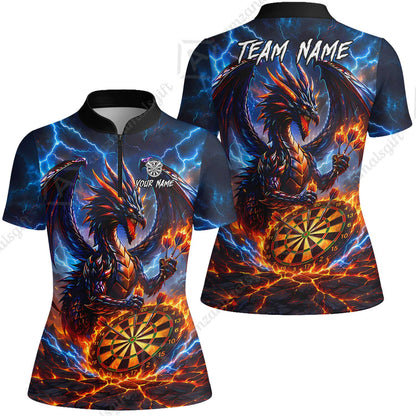 Custom Darts Jersey Polo Shirt, Dragon Fire Darts, Custom Dart Jersey Team Shirt For Players With Name & Team Name