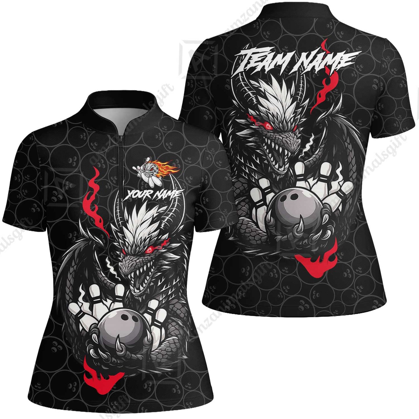 Custom Badass Dragon Bowling Jersey Polo Shirt, Custom Badass Dragon Bowling Team Shirt For Players With Name & Team Name