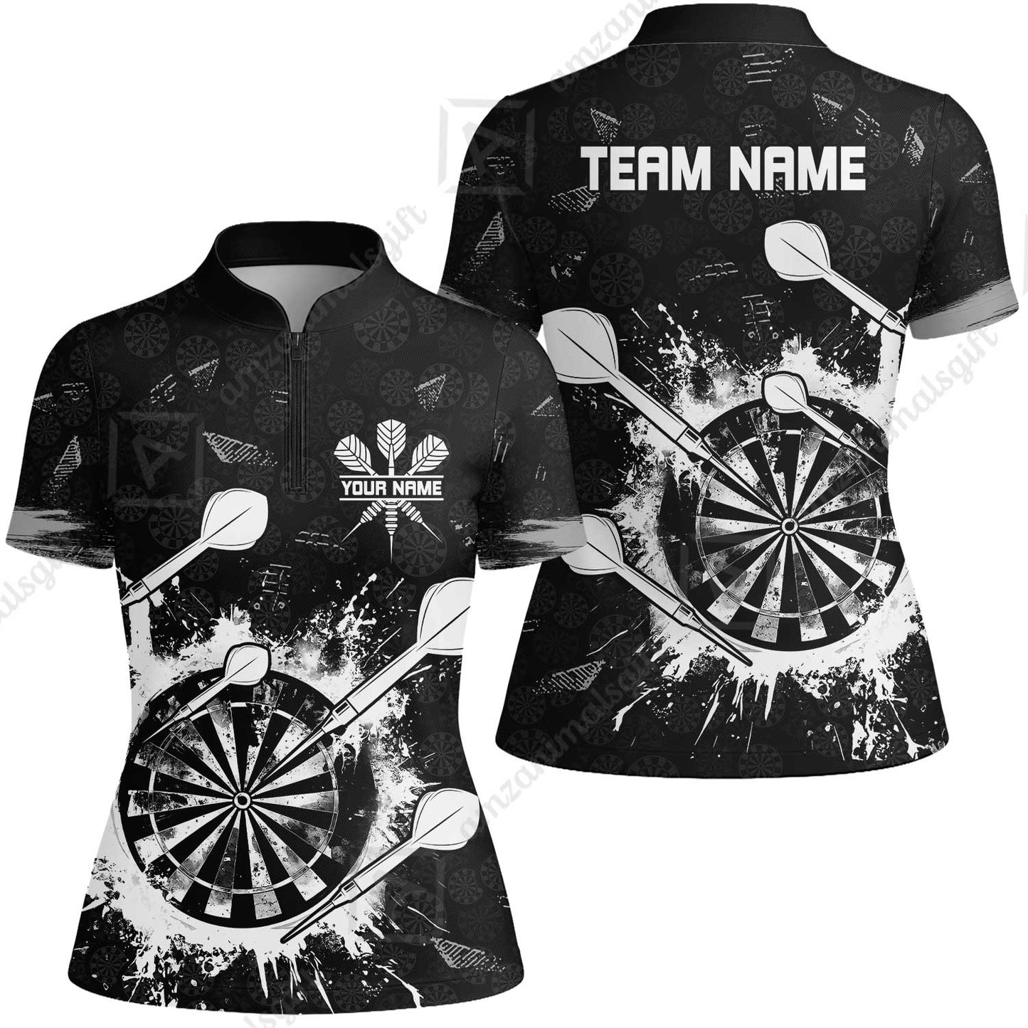 Customized Darts Women Jersey Shirt, Darts Grunge Dartboard Women Jersey Shirt Team Style Jersey for Darts Players