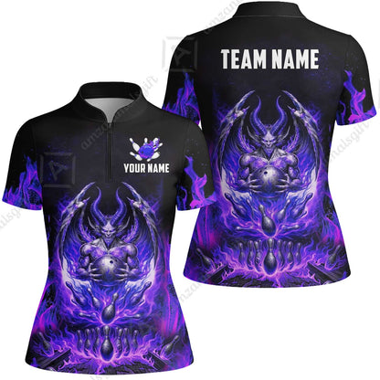 Custom Hellfire Bowling Jersey Polo Shirt, Custom Hellfire Bowling Jersey Team Shirt For Players With Name & Team Name
