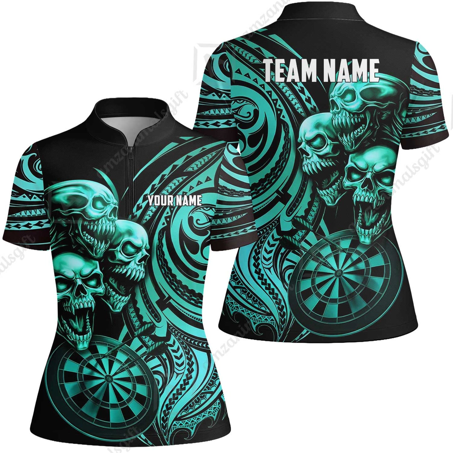 Custom Darts Team Jersey, Personalized Neon Skull Jersey Shirt For Players With Name & Team Name