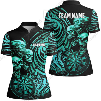 Custom Darts Team Jersey, Personalized Neon Skull Jersey Shirt For Players With Name & Team Name
