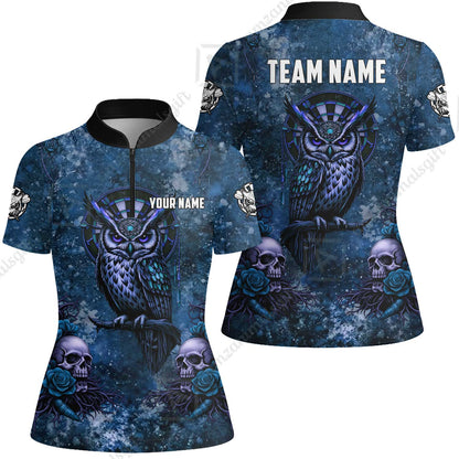 Custom Darts Team Jersey, Personalized Spooky Owl Jersey Shirt For Players With Name & Team Name