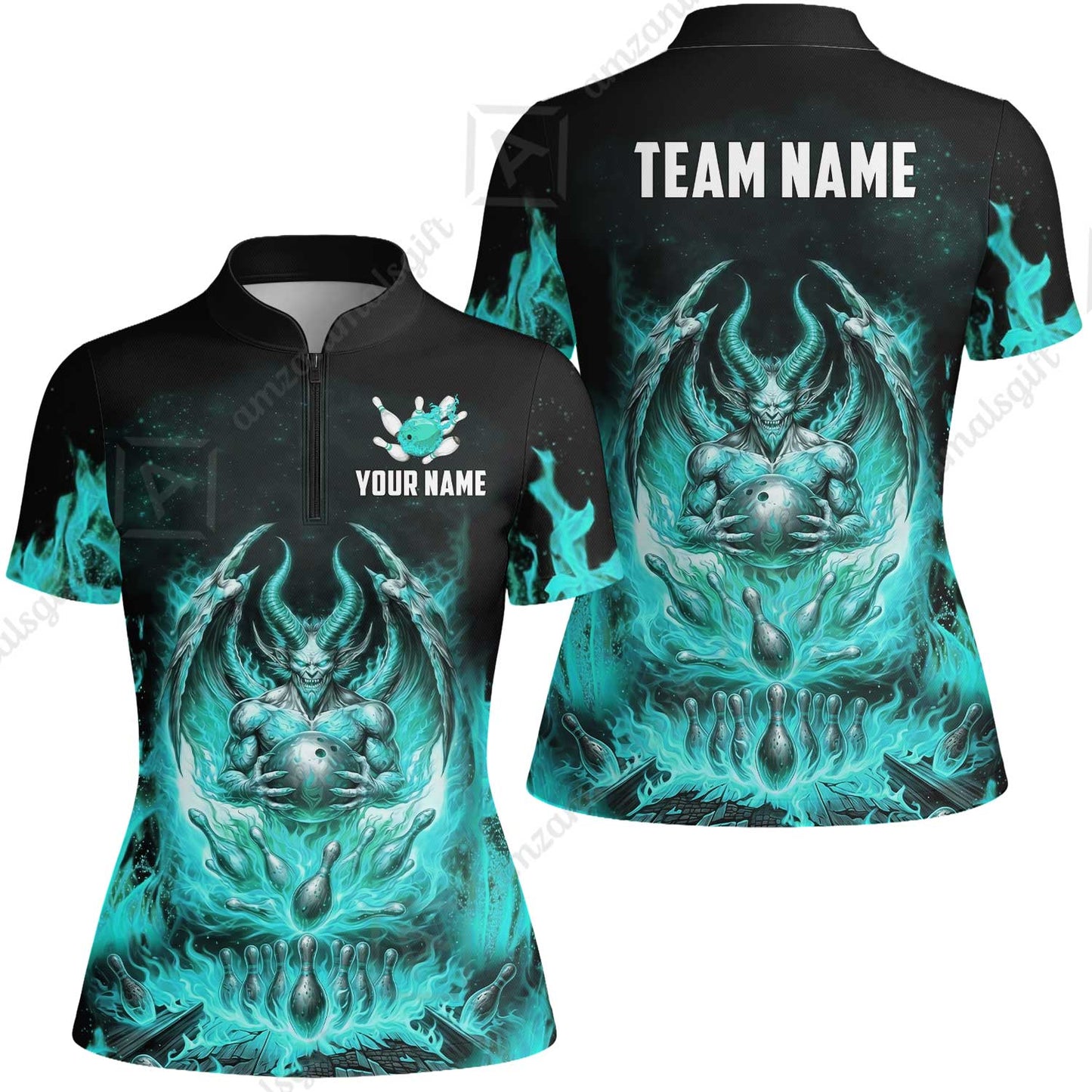 Custom Hellfire Bowling Jersey Polo Shirt, Custom Hellfire Bowling Jersey Team Shirt For Players With Name & Team Name