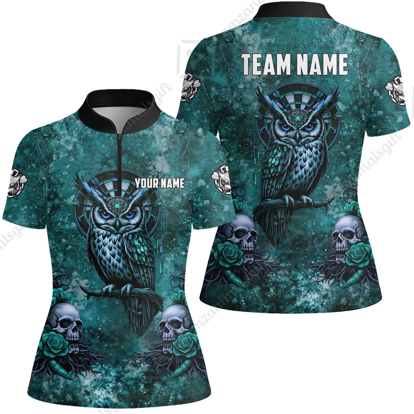 Custom Darts Team Jersey, Personalized Spooky Owl Jersey Shirt For Players With Name & Team Name