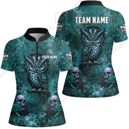 Custom Darts Team Jersey, Personalized Spooky Owl Jersey Shirt For Players With Name & Team Name