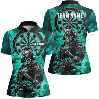 Custom Darts Team Jersey, Personalized Skull Samurai Dartboard Dart Polo Shirt For Players With Name & Team Name