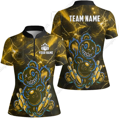 Custom Creepy Teddy Bowling Jersey Polo Shirt, Custom Creepy Teddy Bowling Jersey Team Shirt For Players With Name & Team Name