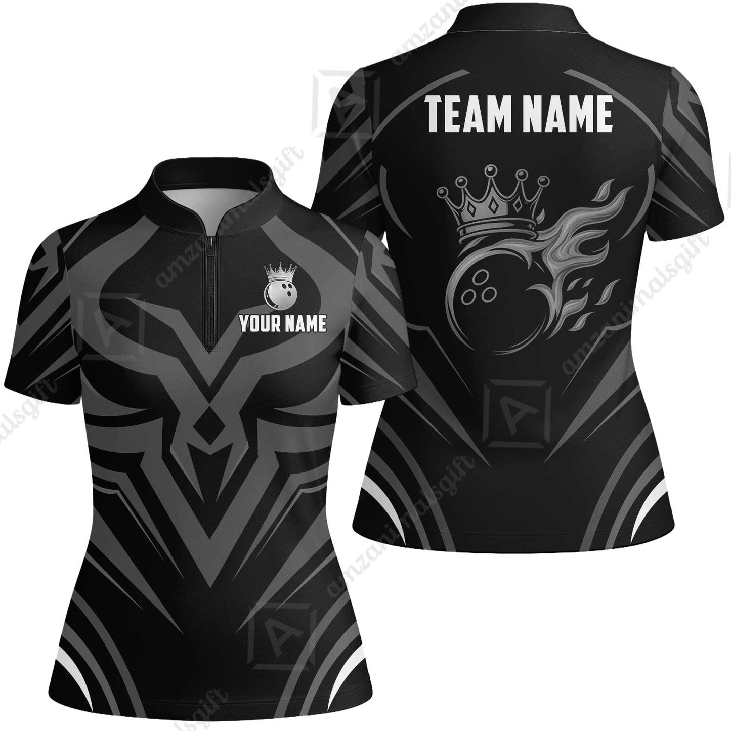 Custom Bowling Jersey Polo Shirt, Crowned Bowling Ball, Custom Bowling Jersey Team Shirt For Players With Name & Team Name