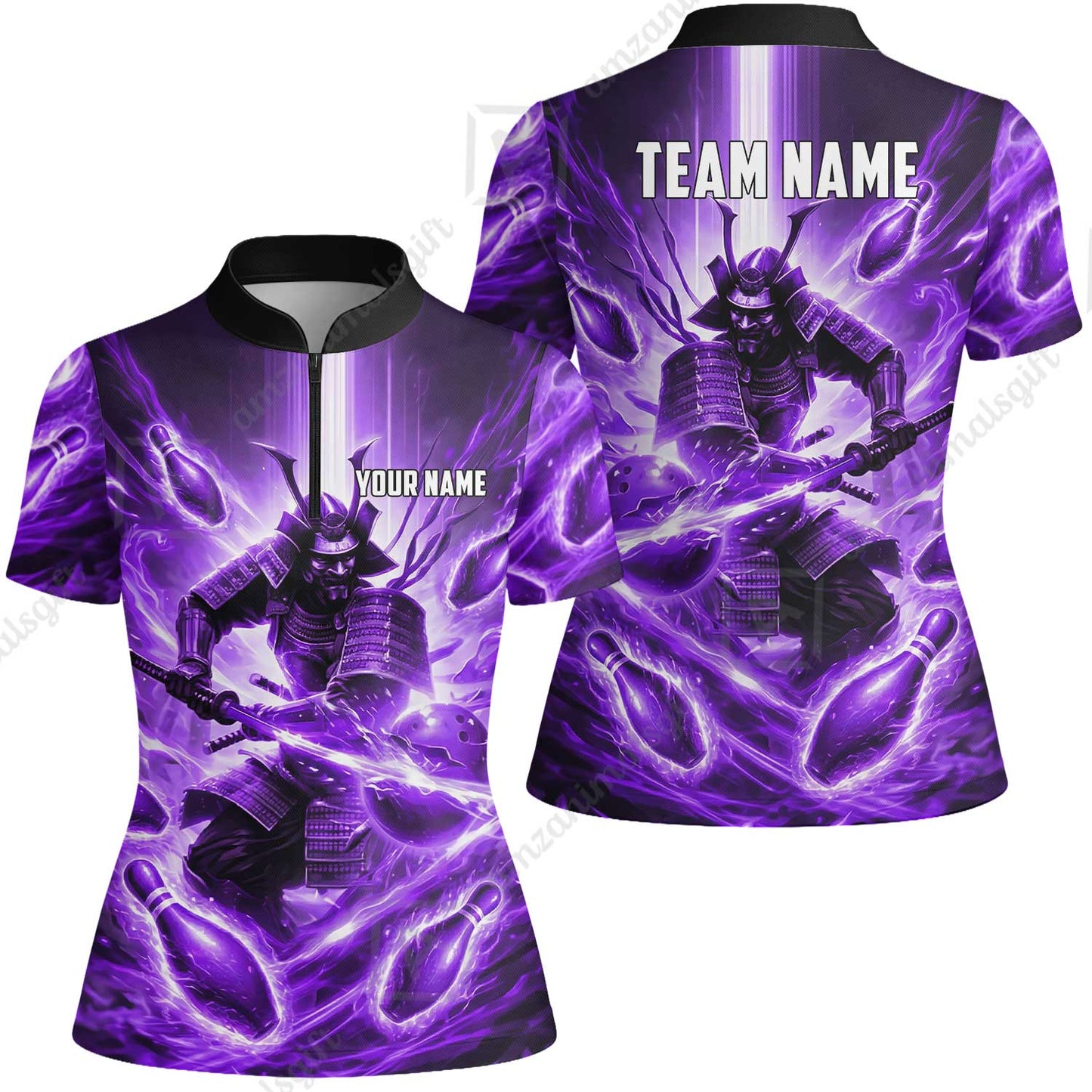 Custom Bowling Jersey Polo Shirt, Japanese Samurai Warrior Bowling, Custom Bowling Jersey Team Shirt For Players With Name & Team Name